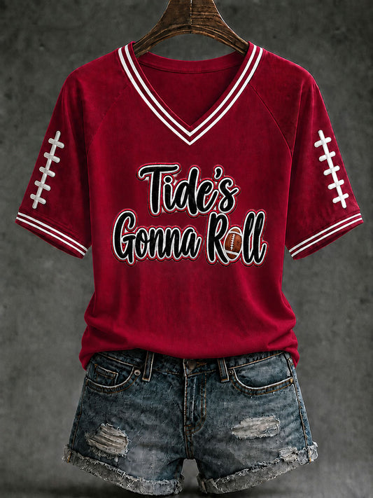 Women's Game Day Football Printed Casual T-Shirt