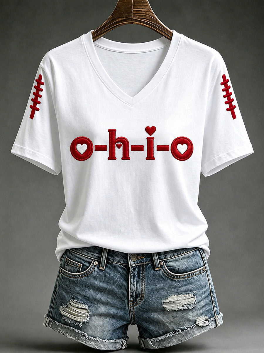 Women's Ohio Football Print short-sleeved T-shirt