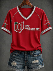 Women's Hey It's Game Day V-neck T-shirt