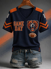 Women's Football Gameday Gift For Football Fans Casual V-Neck Tee
