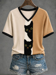 Women's Funny Cute Cat Short Sleeve T-shirt