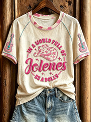 Women's Classic Country Music Inspired Print Memorial Short-sleeved T-shirt