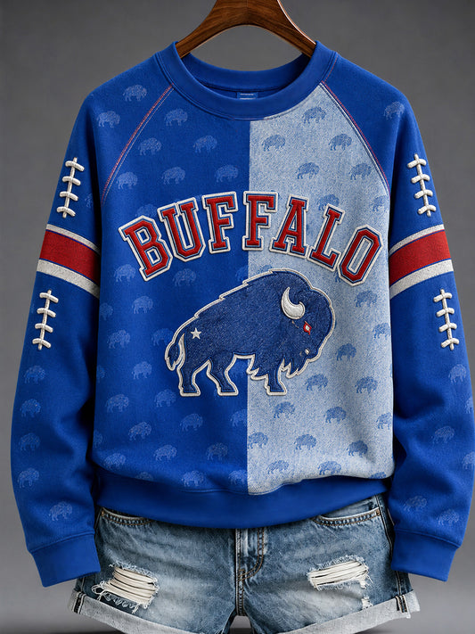 Women's Football Lover Buffalo Print Casual Sweatshirt