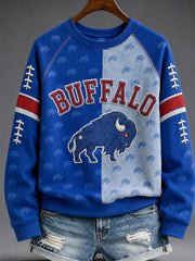 Women's Football Lover Buffalo Print Casual Sweatshirt