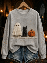 Women's Halloween ghost print Regular Sweatshirt