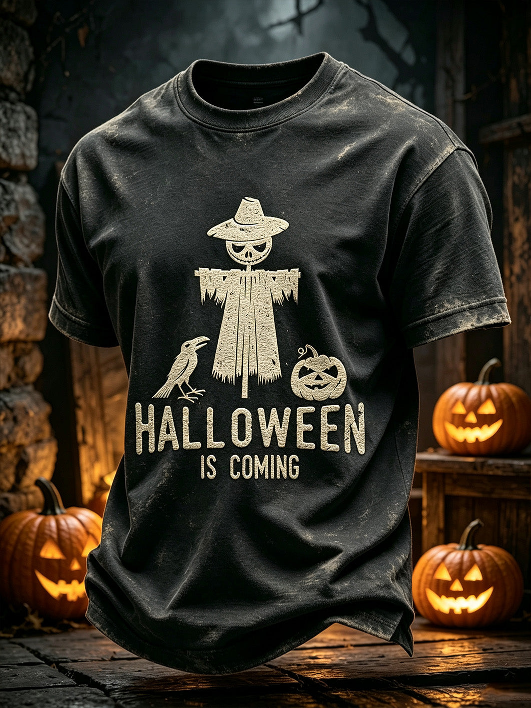 Men's Halloween theme pattern printed casual short-sleeve T-shirt