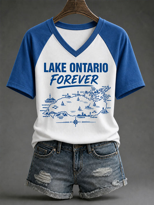 Women's Lake Ontario Casual Art Printed T-Shirt