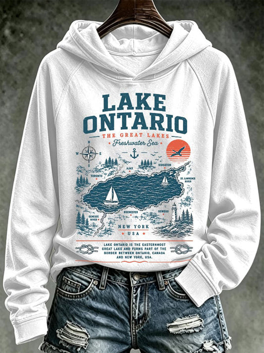 Women's Lake Ontario Printed Casual Hoodie