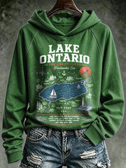 Women's Lake Ontario Printed Casual Hoodie