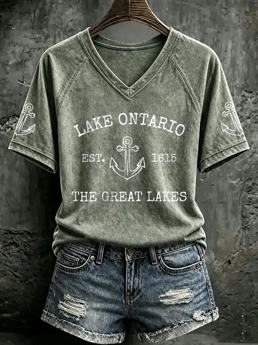 Women's Lake Ontario Printed Casual T-Shirt