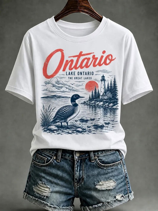 Women's Lake Ontario Printed Casual T-Shirt