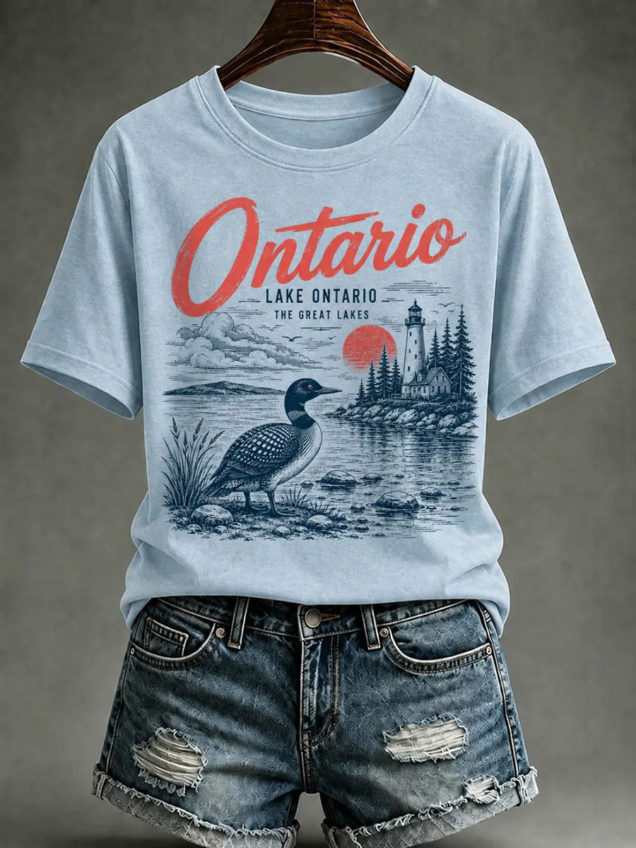 Women's Lake Ontario Printed Casual T-Shirt