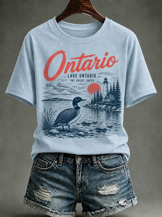 Women's Lake Ontario Printed Casual T-Shirt