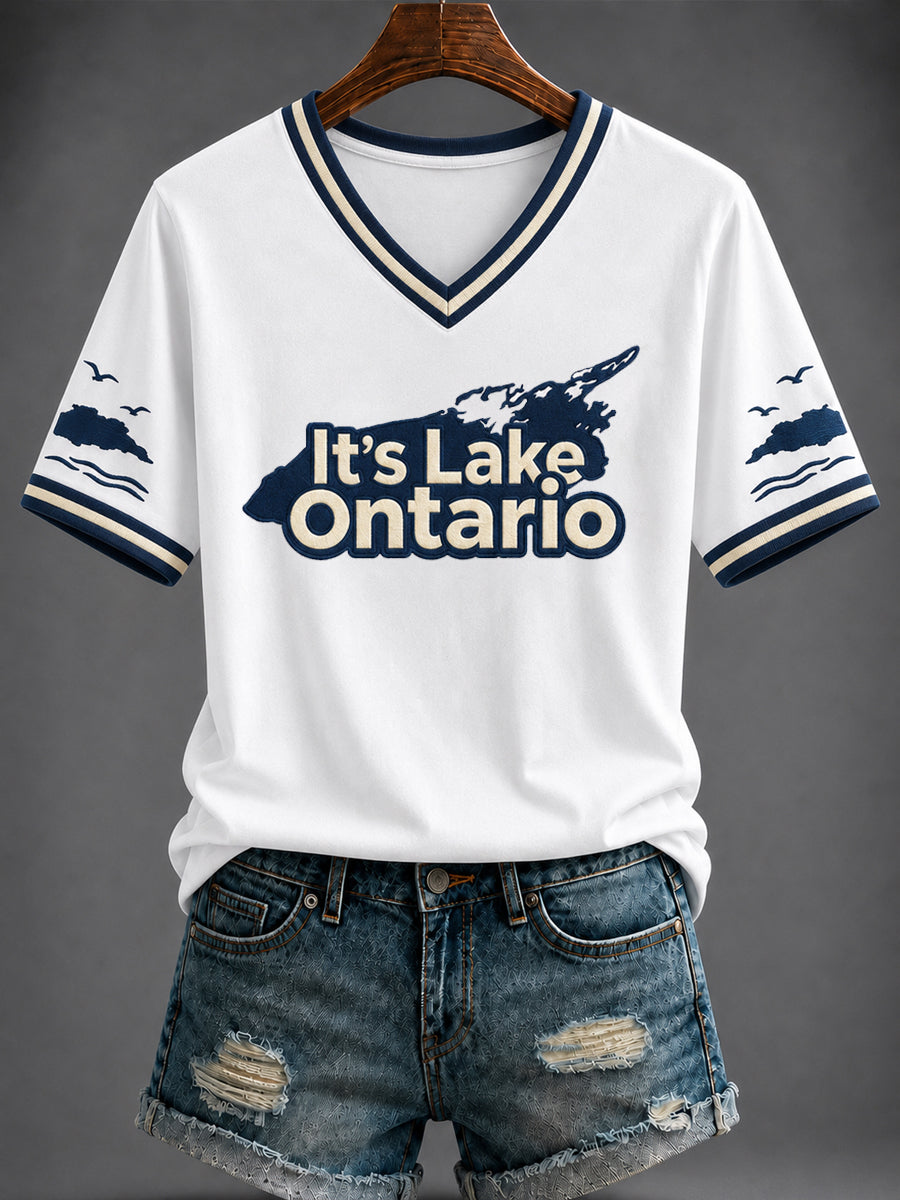Women's “It's Lake Ontario ” Printed V-neck T-shirt