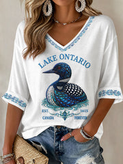 Women’s Lake Ontario Printed Casual T-Shirt