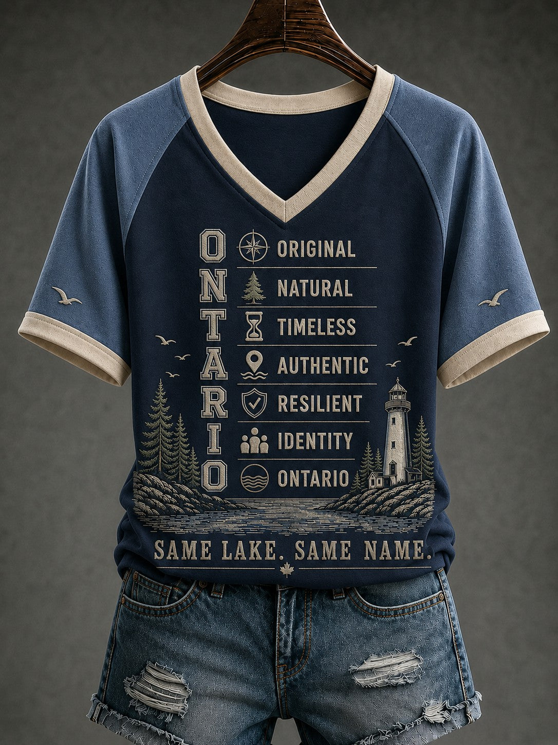 Women's Lake Ontario Printed V-neck T-shirt