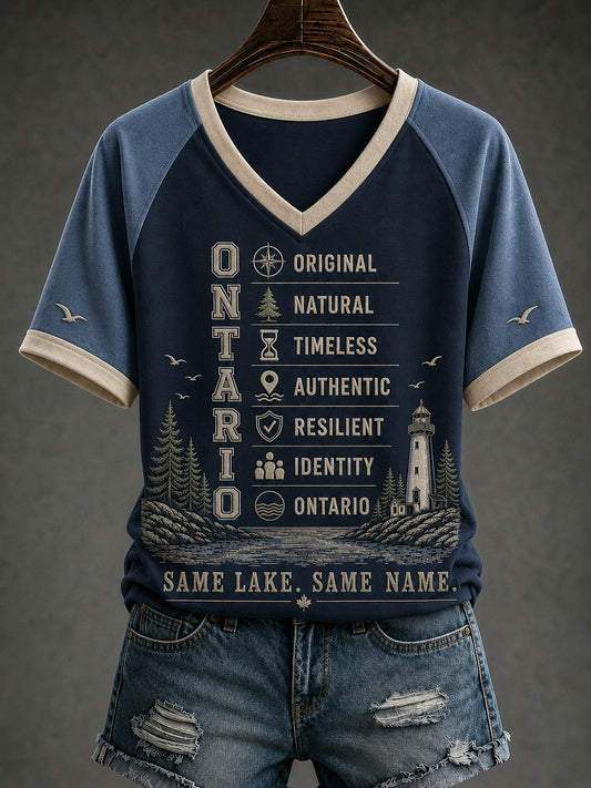 Women's Lake Ontario Printed V-neck T-shirt