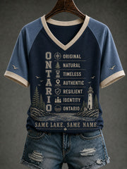 Women's Lake Ontario Printed V-neck T-shirt
