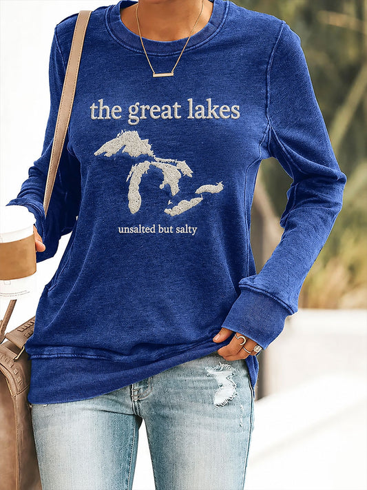 Women's The Great Lakes Unsalted But Salty Polyester Waisted Sweatshirt