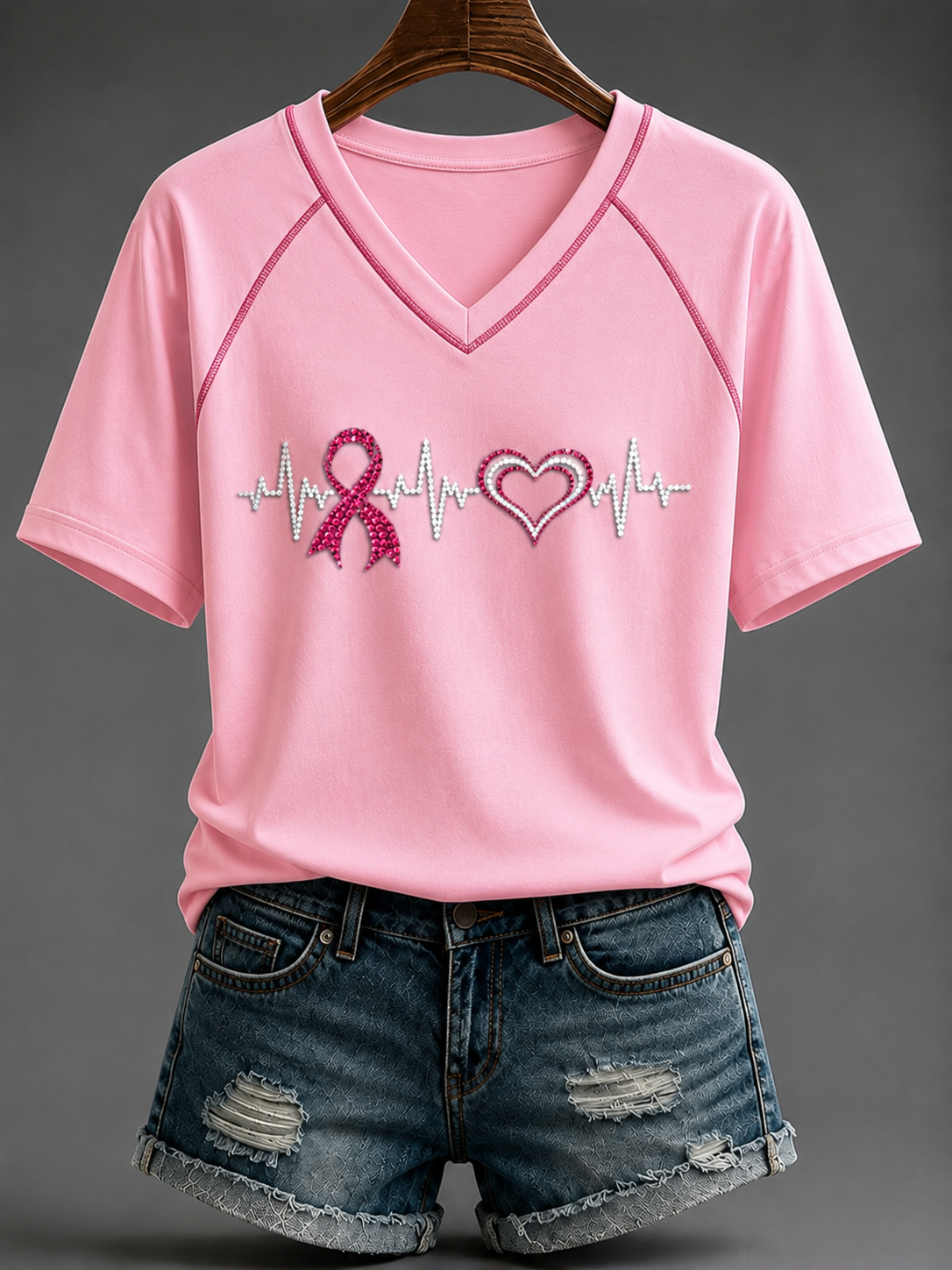 Women's Remembrance Day V-neck Off-shoulder Short-sleeved T-shirt