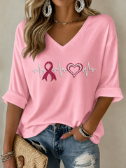Women's Remembrance Day Mid-length Sleeves V-Neck T-Shirt
