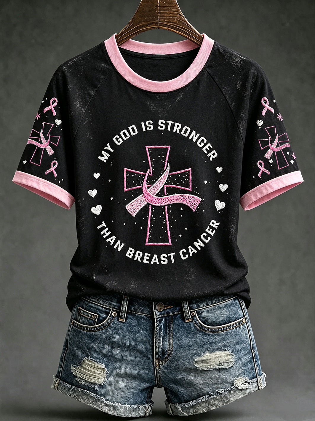 Women's breast cancer theme casual short-sleeved T-shirt