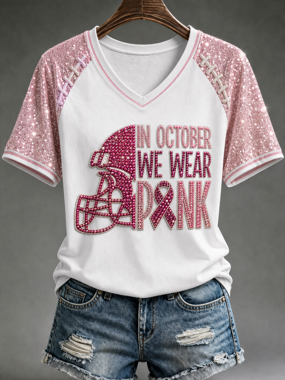 Women's V-neck off-shoulder short-sleeved T-shirt