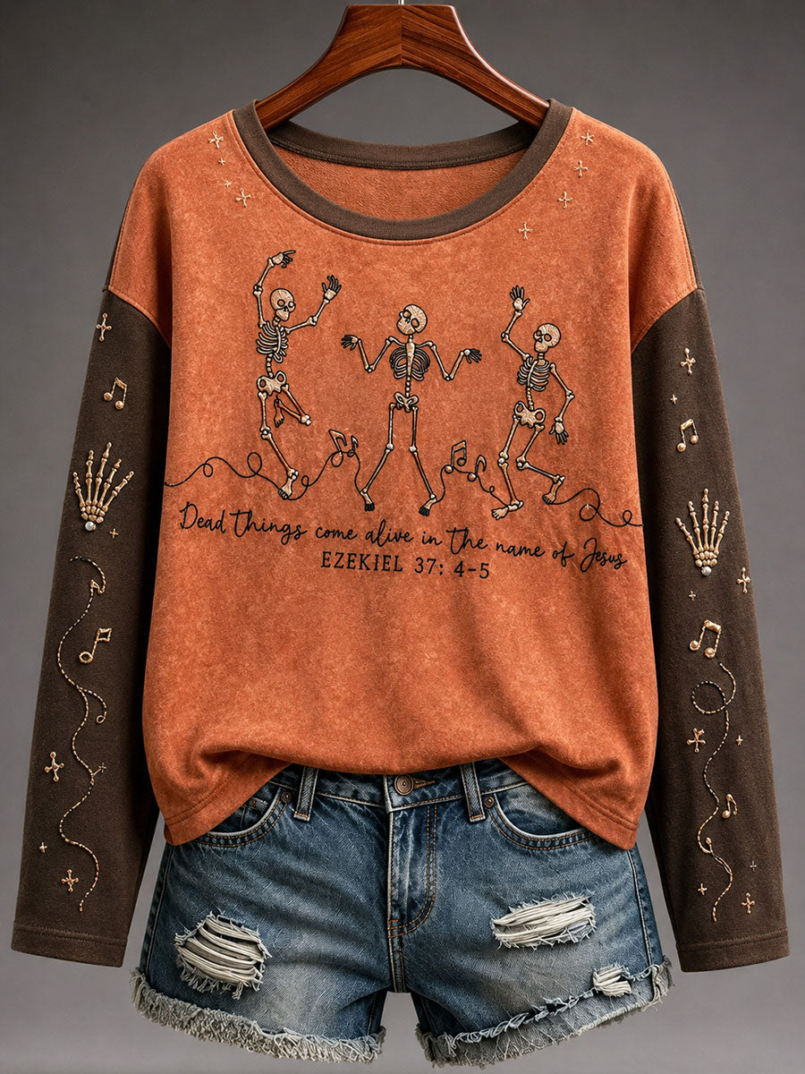 Women's Faith Lover Dry Bones Come Alive Halloween Printed T-shirt