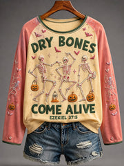 Women's Faith Lover Dry Bones Come Alive Halloween Printed T-shirt