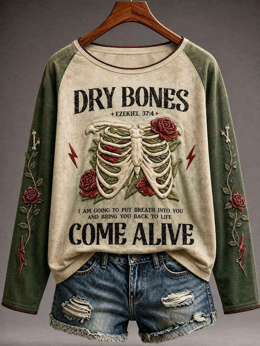Women's Faith Lover Dry Bones Come Alive Halloween Printed T-shirt