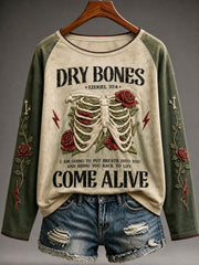 Women's Faith Lover Dry Bones Come Alive Halloween Printed T-shirt