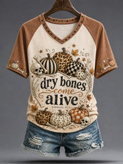 Women's Faith Lover Dry Bones Come Alive Halloween Printed T-shirt