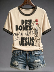 Women's Faith Lover Dry Bones Come Alive Halloween Printed T-shirt
