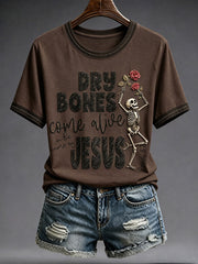 Women's Faith Lover Dry Bones Come Alive Halloween Printed T-shirt