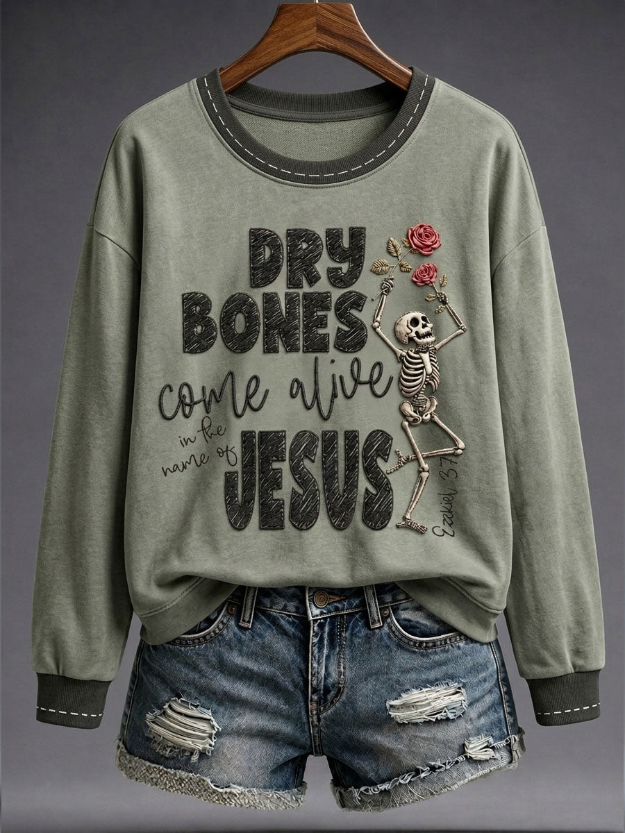Women's Faith Lover Dry Bones Come Alive Halloween Printed Sweatshirt
