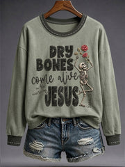 Women's Faith Lover Dry Bones Come Alive Halloween Printed Sweatshirt
