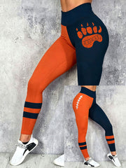 Women's Chicago Football Lover Bear Art Printed Leggings
