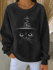 Women's Cat Art Print Casual Sweatshirt