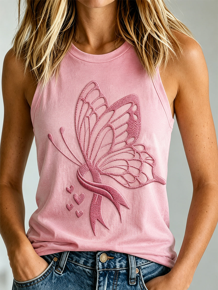 Women's Breast Cancer Awareness Print Vest Top