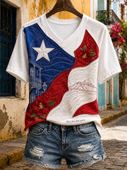 Women's Puerto Rico Boricua Floral Art Printed T-Shirt