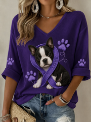 Women's Alzheimer's Awareness Mid-length Sleeves V-Neck T-Shirt