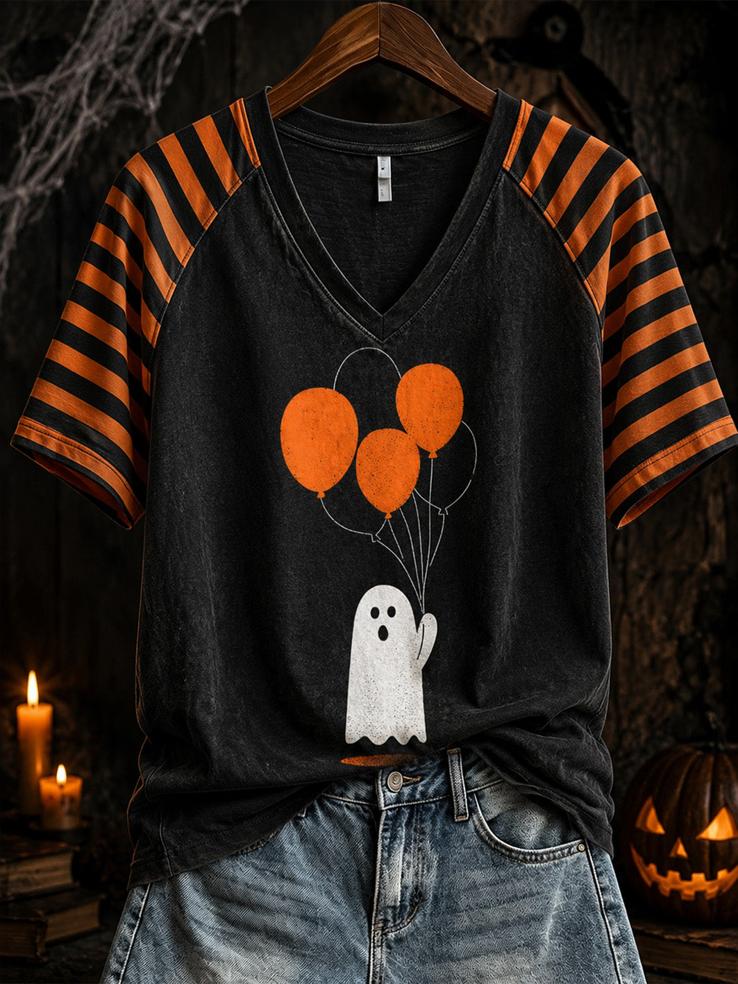 Women's Halloween-themed pattern design casual short-sleeved T-shirt
