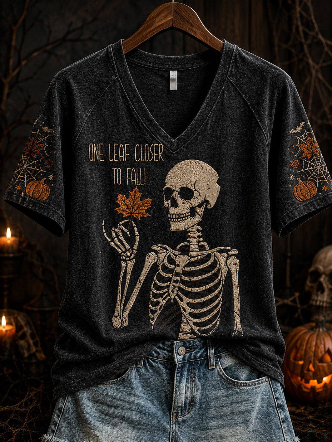Women's Halloween-themed pattern design casual short-sleeved T-shirt