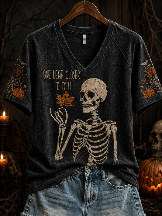 Women's Halloween-themed pattern design casual short-sleeved T-shirt
