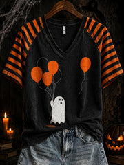 Women's Halloween-themed pattern design casual short-sleeved T-shirt