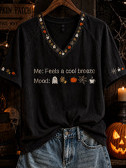 Women's Halloween-themed pattern design casual short-sleeved T-shirt
