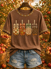 Women’s Fall Caramel Apples Print Casual T-Shirt