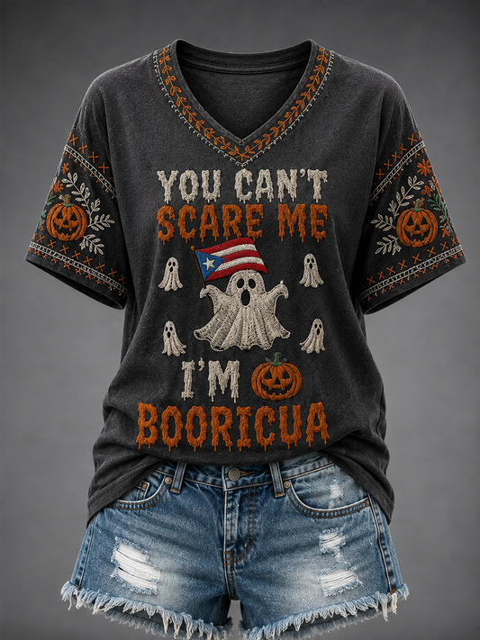 Women's Halloween in Puerto Rico BOORICUA Printed short-sleeved T-shirt