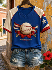 Women's Puerto Rico Floral Boricua Art Printed T-shirt