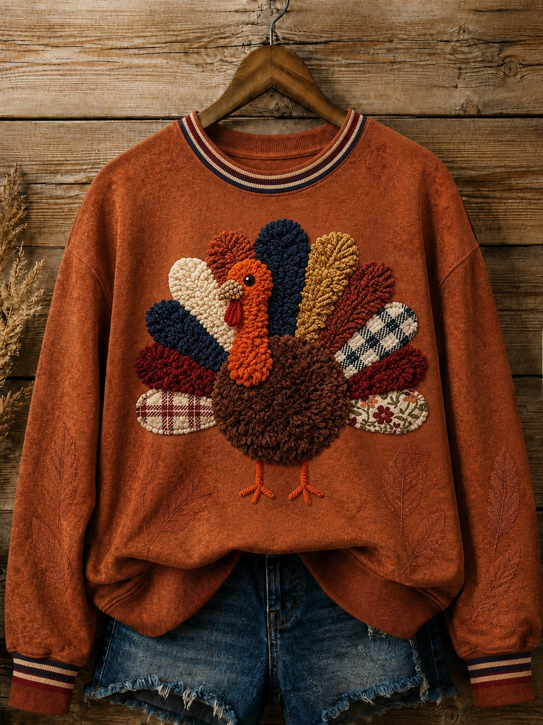Women's Happy Thanksgiving Turkey Printed Sweatshirt
